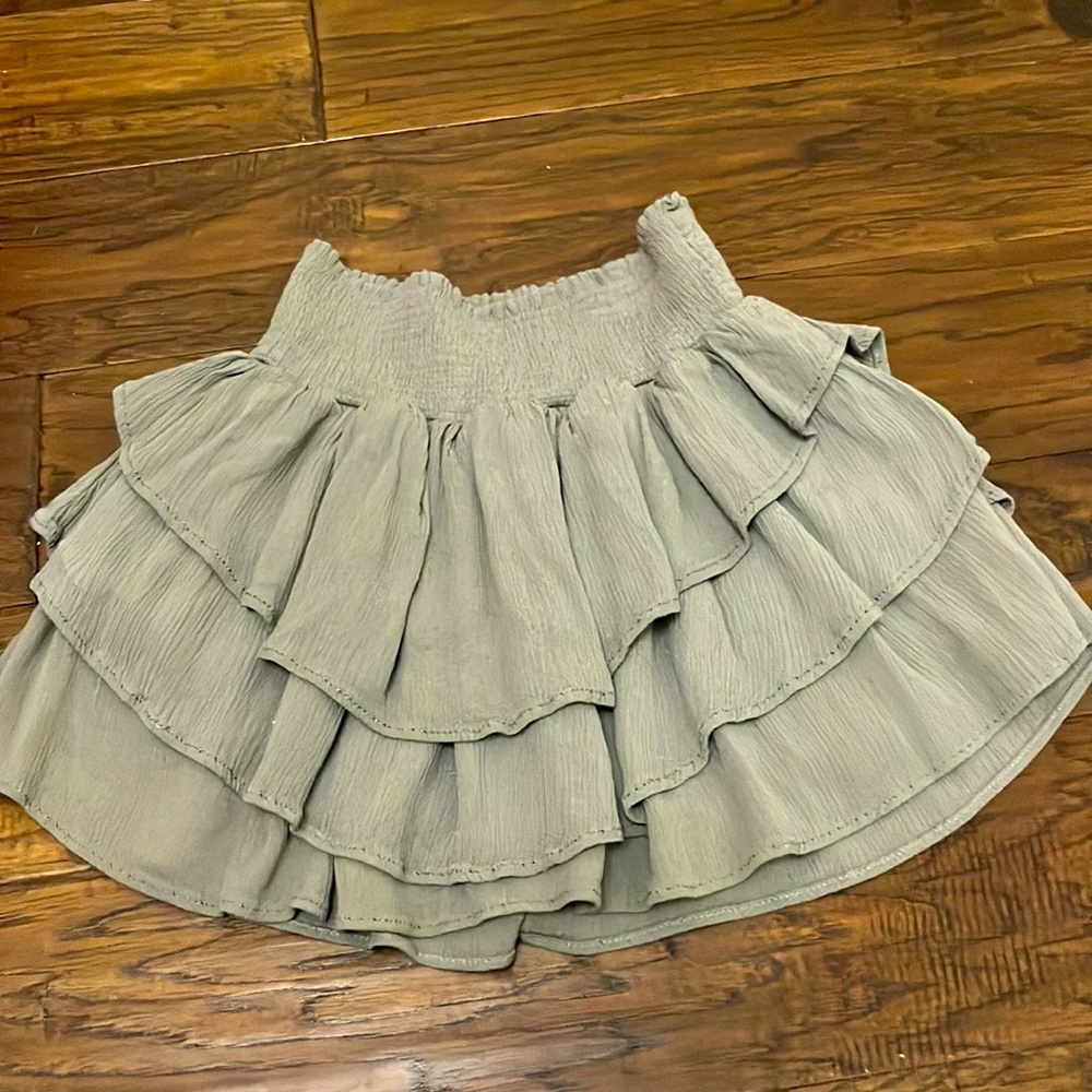 sage green mini skirt with shorts built in